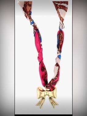 Boho Bandana Charm Necklace — Gold Bow Pendant